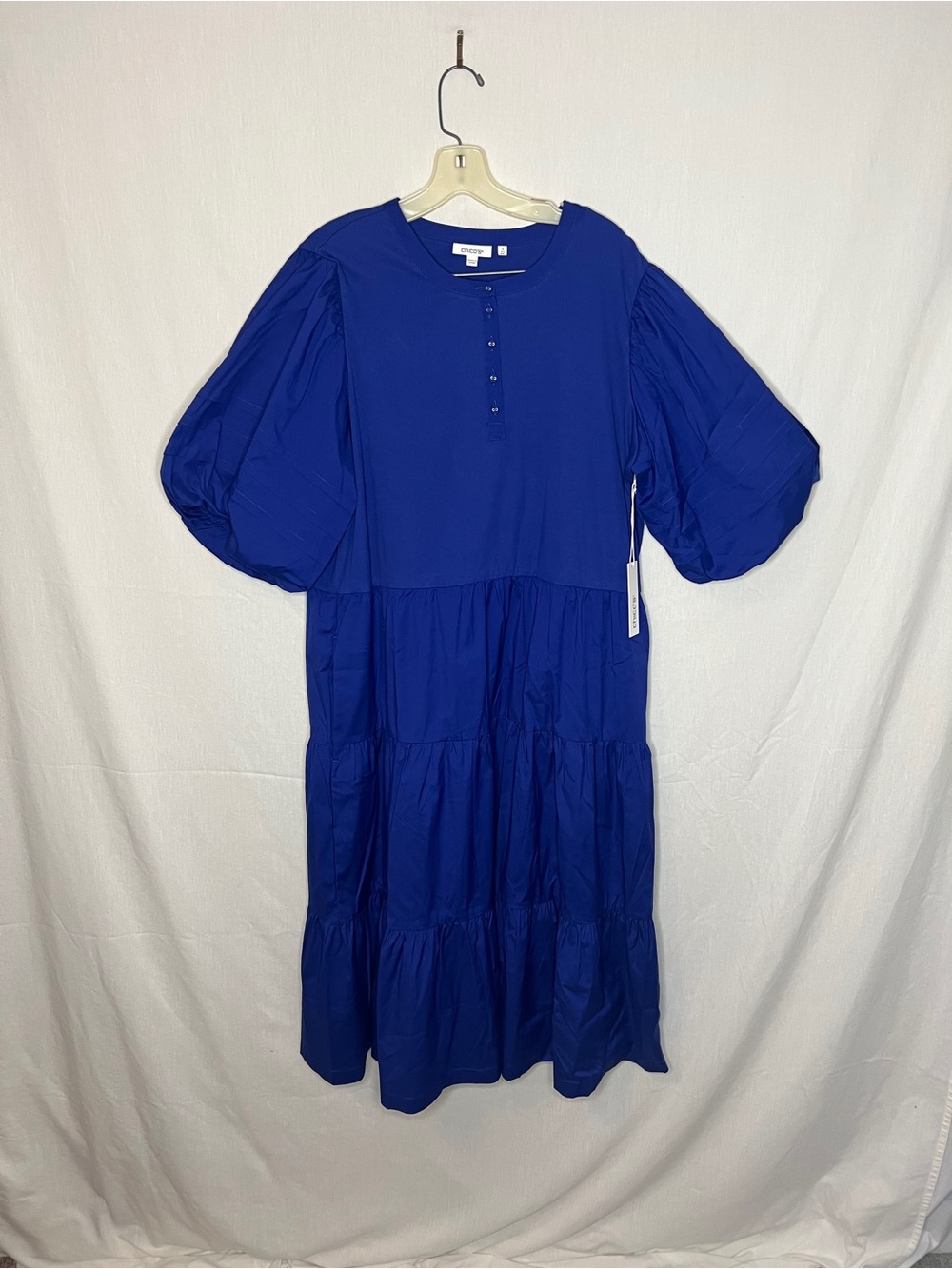 Chico’s Tiered Puff Sleeve Dress – Size 4 / US XXL – NWT